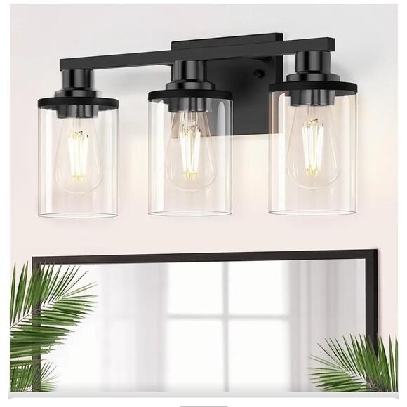 #6742 DORESshop 20 Inch Bathroom Light Fixtures, 3-Light Black Bathroom Lighting - Picture 1 of 9